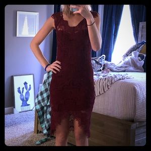 Free People burgundy lace Midi Dress
